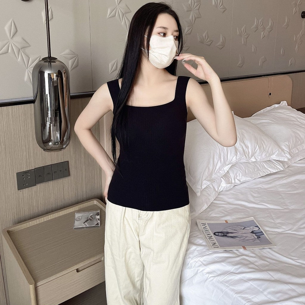 磨毛方領長版背心內衣